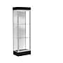 Ghent Edge 24"W x 76"H x 20"D Lighted Floor Case, 6" base, White Back, Satin Finish, Black Base~#|#~m003187715_sc7