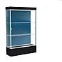 Ghent Edge 48"W x 76"H x 20"D Lighted Floor Case, 12" base, Blue Steel Back, Satin Fin, Black Base~#|#~m003187935_sc7