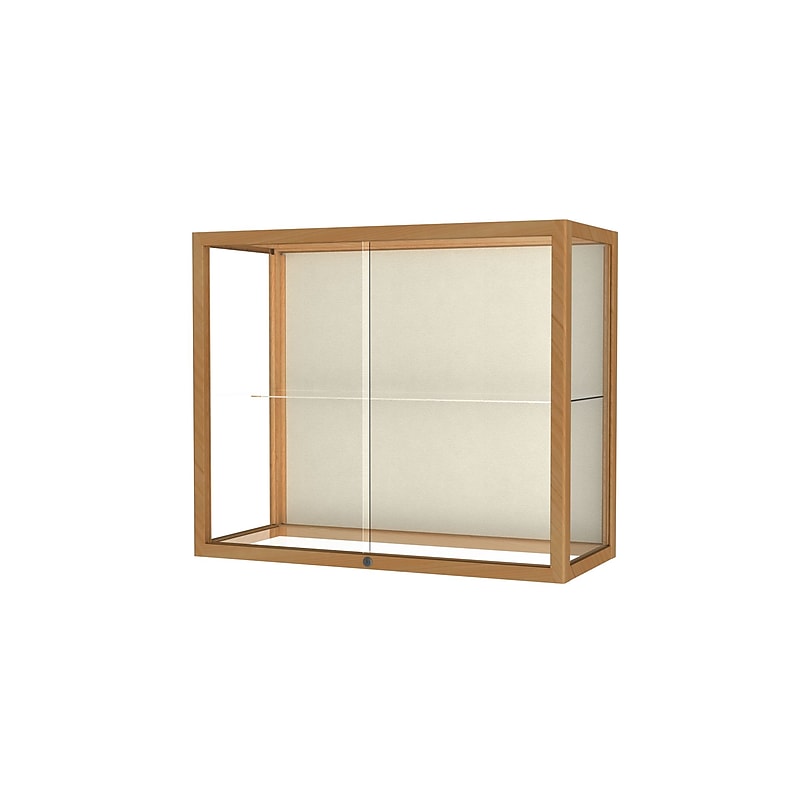 Ghent Heirloom 36"W x 30"H x 14"D Wall or Top Case, Plaque Back, Honey Maple Finish image 1