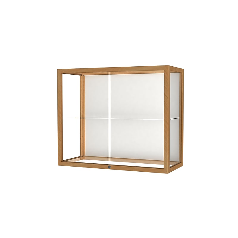 Ghent Heirloom 36"W x 30"H x 14"D Wall or Top Case, White Back, Honey Maple Finish image 1