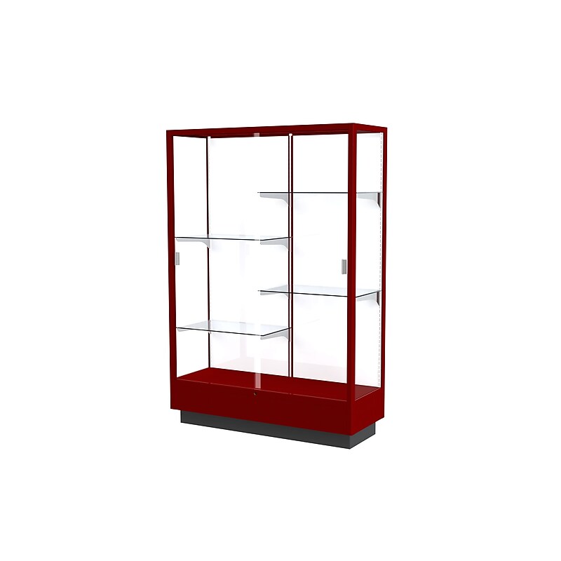 Ghent Heritage 48"W x 70"H x 18"D Floor Case, White Back, Hardwood Cordovan Finish image 1