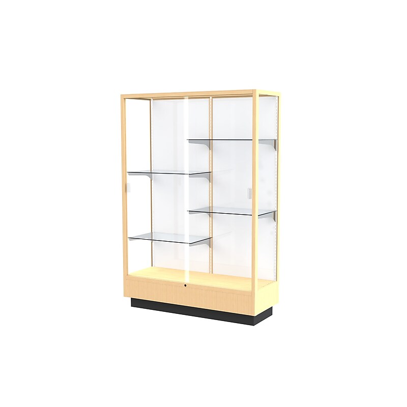 Ghent Heritage 48"W x 70"H x 18"D Floor Case, White Back, Hardwood Honey Finish image 1