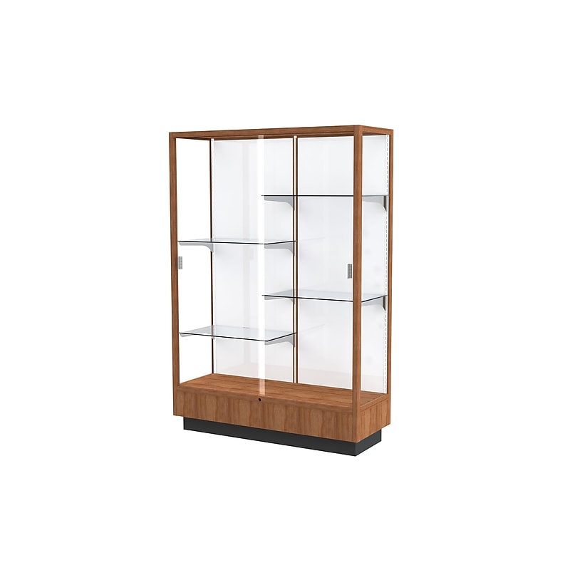 Ghent Heritage 48"W x 70"H x 18"D Floor Case, White Back, Hardwood Walnut Finish image 1