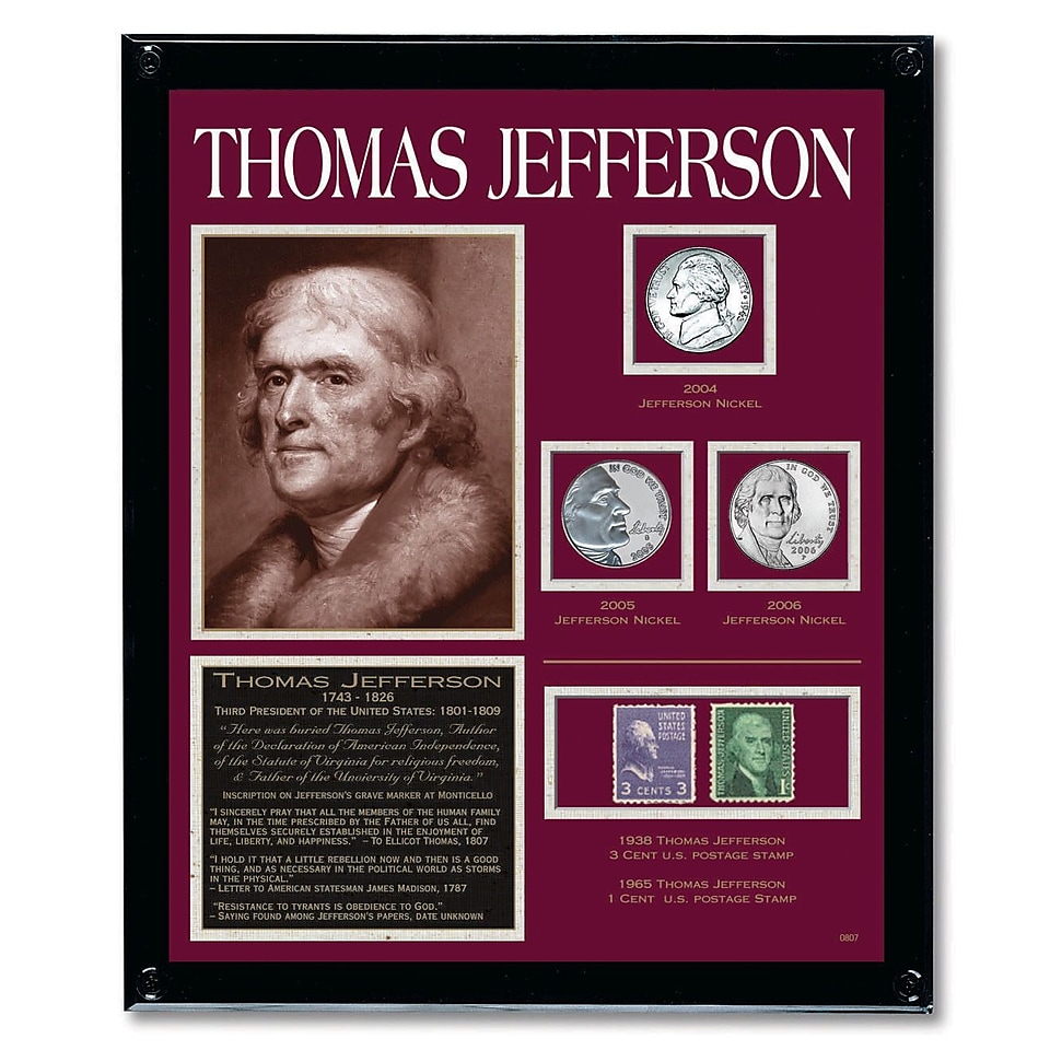 American Coin Treasure Jefferson Tribute Coin Wall Framed Memorabilia