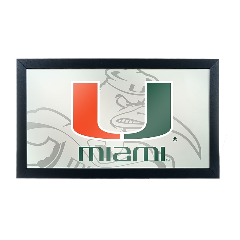 Trademark Global University of Miami Framed Logo Mirror with Sebastian, Fade (MIA1500-FADE) image 1