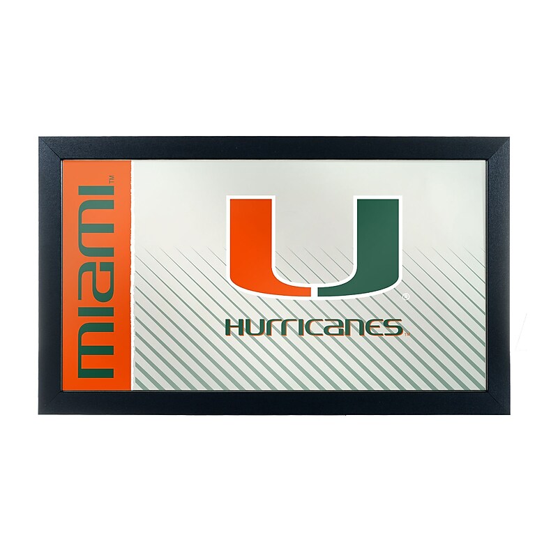 Trademark Global University of Miami Hurricanes Framed Logo Mirror, Text (MIA1500-TXT) image 1
