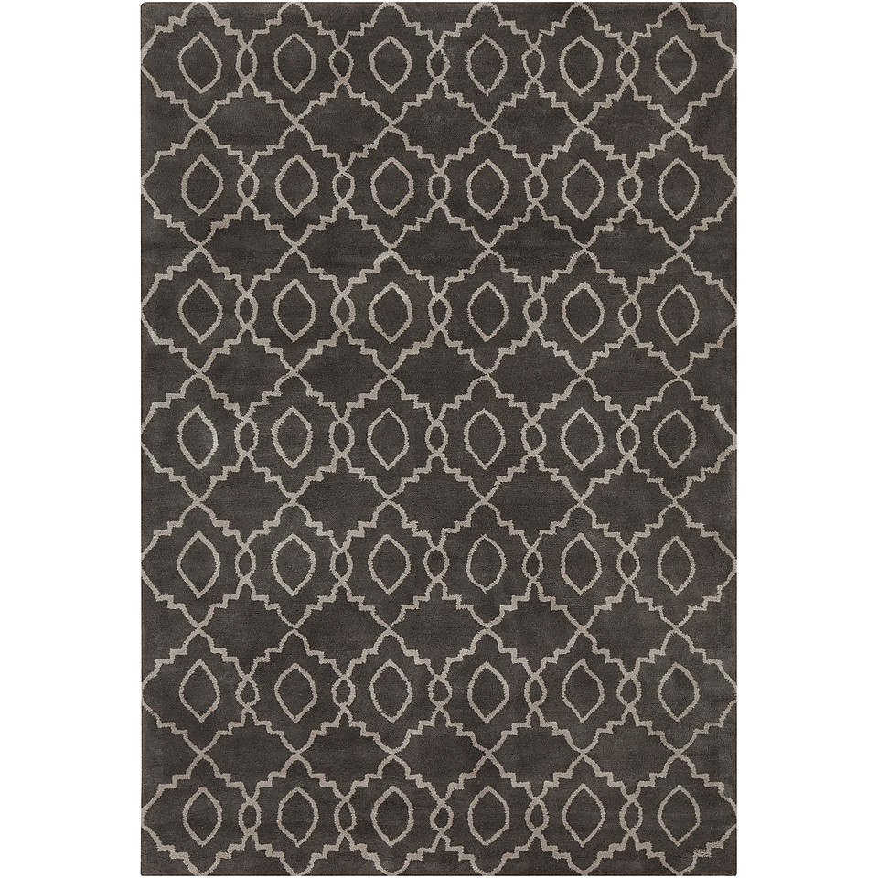 Chandra Stella Patterned Contemporary Wool Charcoal/Cream Area Rug; 5 x 76