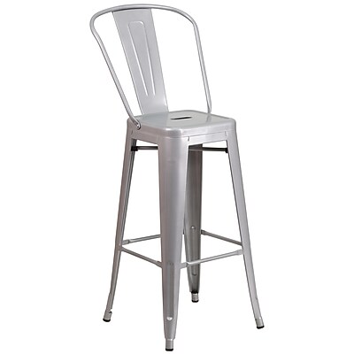 Indoor-Outdoor Barstool in Silver Finish