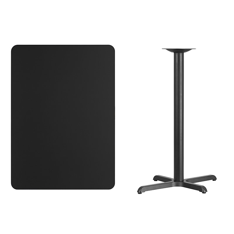 Flash Furniture Laminate Table Top with 22''x 30'' Bar-Height Table Base, 30" x 42", Black (XUBK3042T2230B) image 1