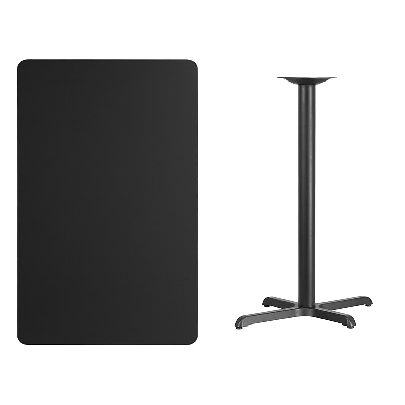Flash Furniture Laminate Table Top with 22'' x 30'' Bar-Height Table Base, 30" x 48", Black (XUBK3048T2230B) image 1