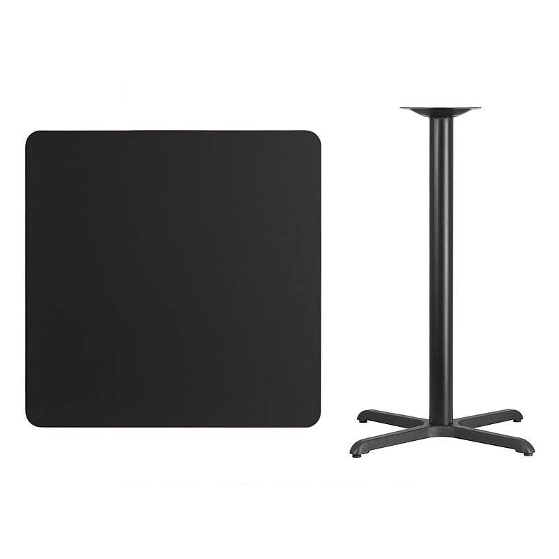 Flash Furniture Square Laminate Table Top with 30''x 30'' Bar-Height Table Base, 36" x 36", Black (XUBK3636T3030B) image 1