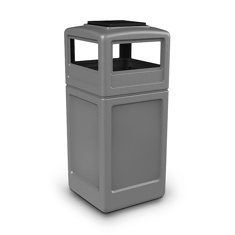 Commercial Zone Products PolyTec Series Square Trash Can with Ashtray Dome Lid, Gray, 42 Gal. (73300399) image 1