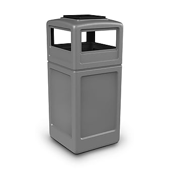 Commercial Zone Products PolyTec Series Square Trash Can with Ashtray Dome Lid, Gray, 42 Gal. (73300399)