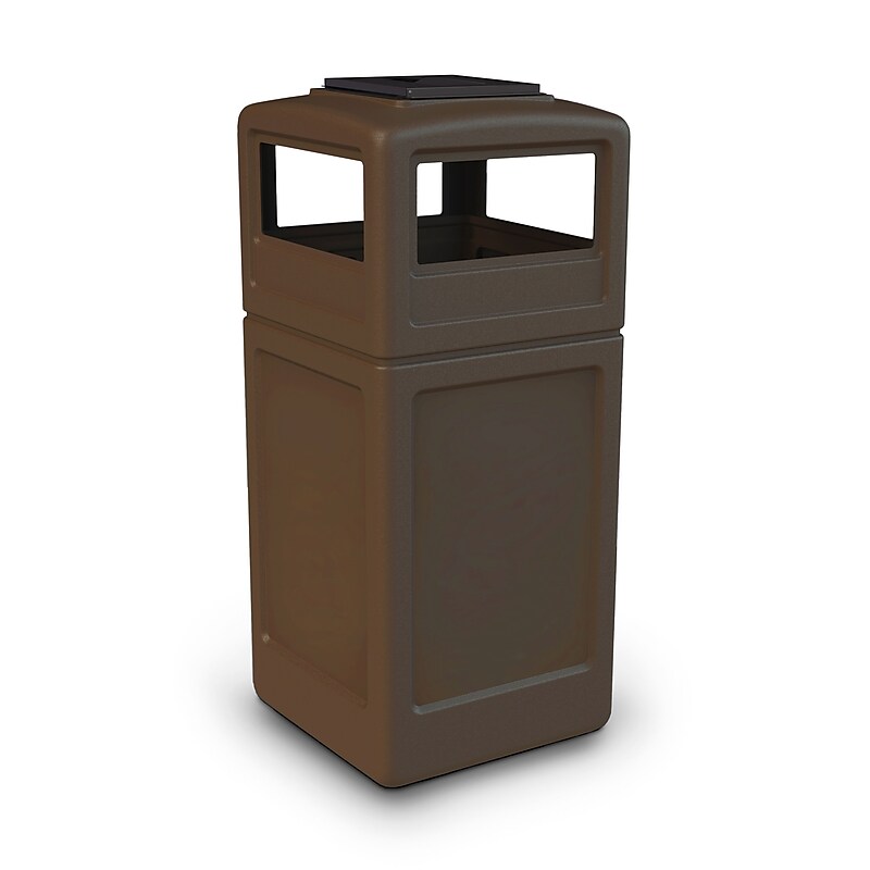 Commercial Zone Products® PolyTec Series 42gal Square Trash Can with Ashtray Dome Lid, Brown (73303799) image 1