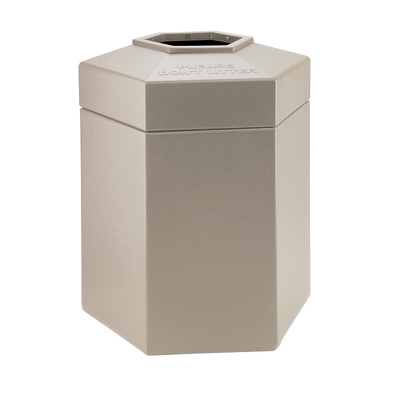 Commercial Zone Products® PolyTec Series 45gal Hex Waste Container, Beige (737202) image 1