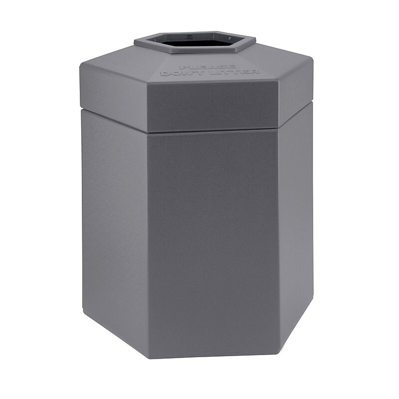 Commercial Zone Products® PolyTec Series 45gal Hex Waste Container, Gray (737203) image 1
