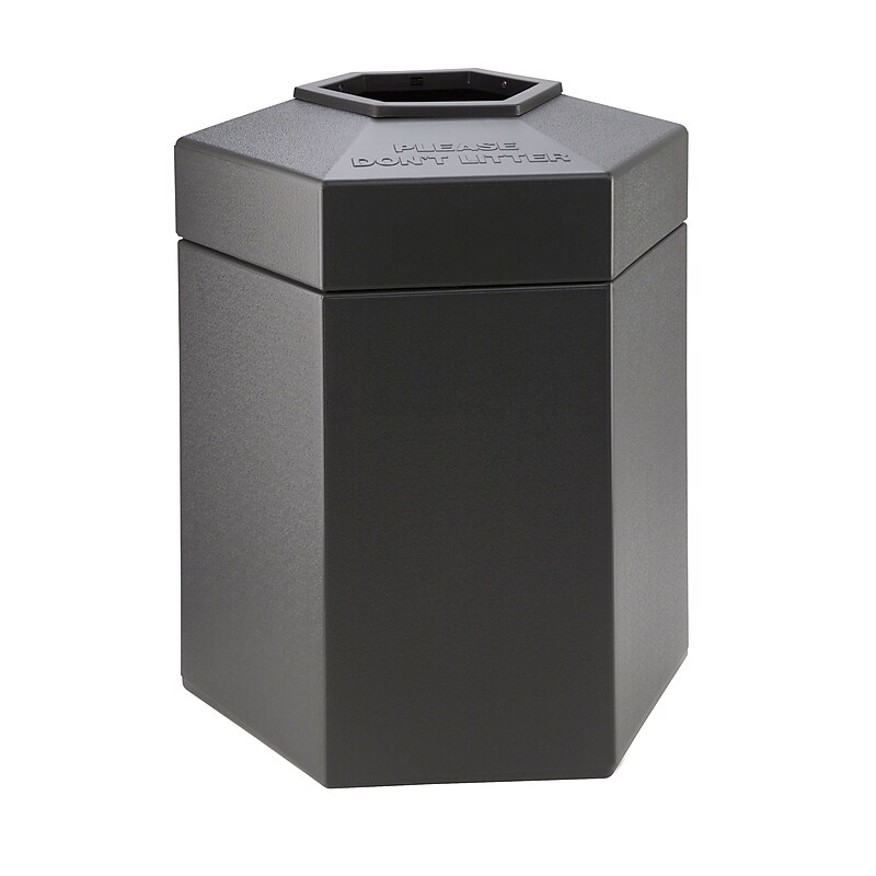 Commercial Zone Products PolyTec Series Hexagon Trash Can, Charcoal, 45 Gal. (737224) image 1