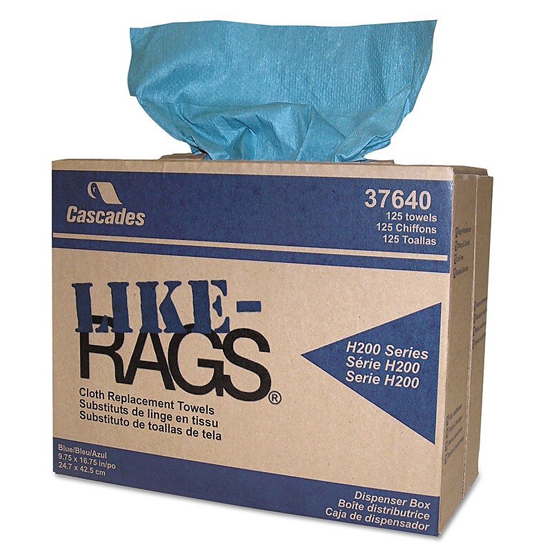 Cascades Like-Rags Cleaning Towels, 9.75" x 16.75", Blue, 125 Sheets/Pack, 125 Towels/Pack, 6/Carton (CSDW711) image 1