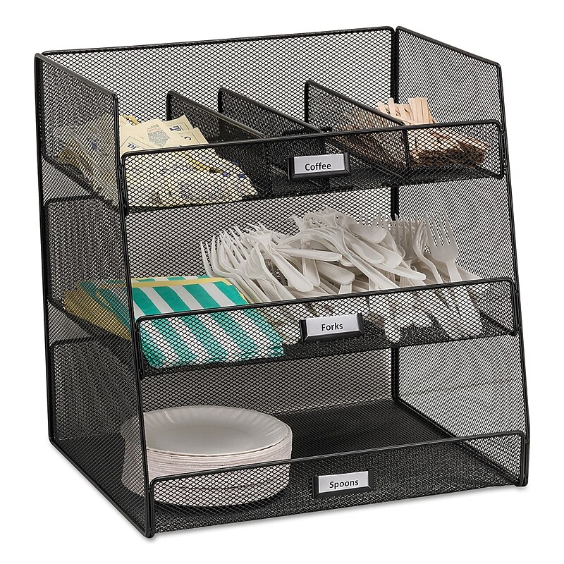 Safco Onyx Hospitality Break Room Organizer, 3-Tier, Black (3293BL) image 1