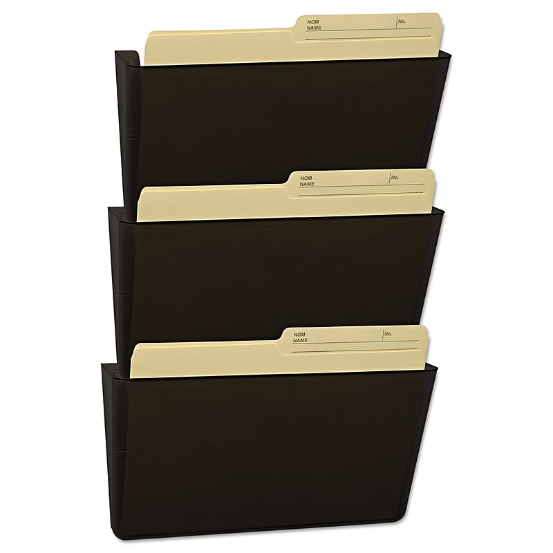 Storex Wall File, Letter, 13 x 14, Three Pocket, Smoke image 1
