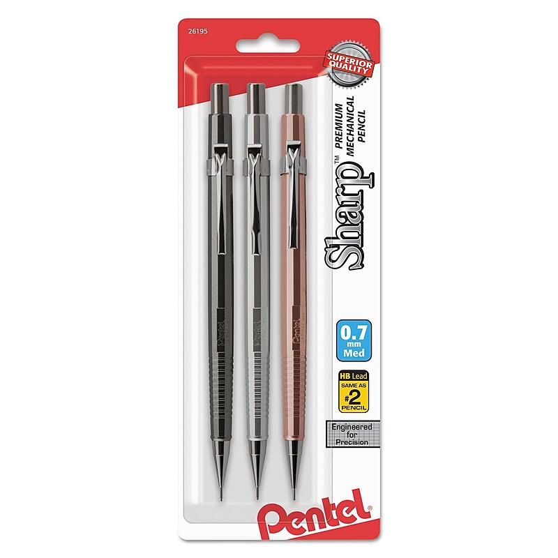 Pentel Sharp Mechanical Pencil, 0.7mm, #2 Medium Lead, 3/Pack (P207MBP3M) image 1