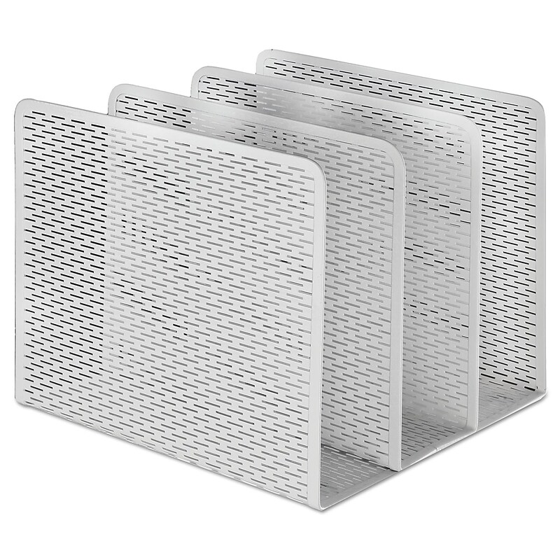 Artistic Urban Collection Punched Metal File Sorter, 3 Section, 8 x 8 x 7.2", White (ART20009WH) image 1