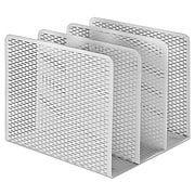 Artistic Urban Collection Punched Metal File Sorter, 3 Section, 8 x 8 x 7.2", White (ART20009WH)