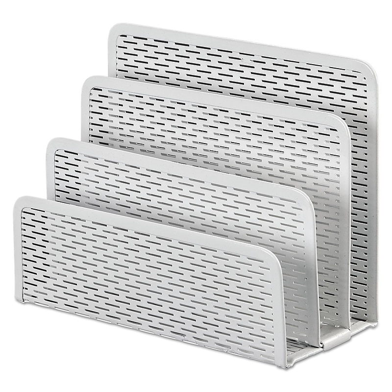 Artistic Urban Collection Punched Metal Letter Sorter, 6 1/2 x 3 1/4 x 5 1/2, White image 1
