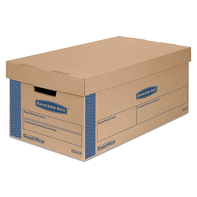 Bankers Box® SmoothMove DividerBox 10.375" x 12.75" Moving Box, White/Blue (FEL0065901) image 1