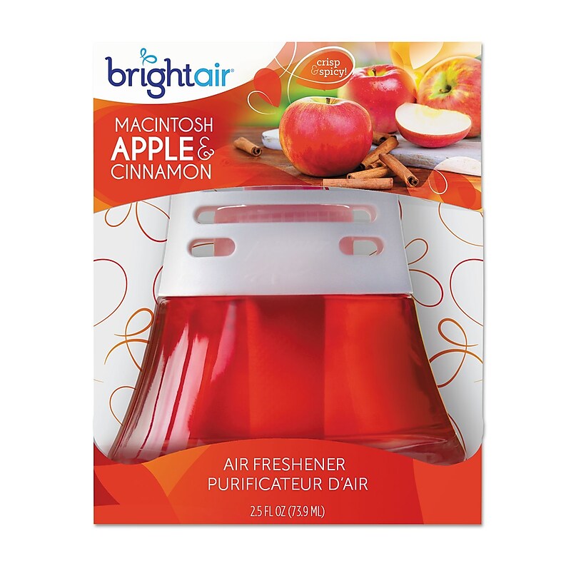 BRIGHT Air Scented Oil Air Freshener, Macintosh Apple & Cinnamon, Red, 2.5oz image 1