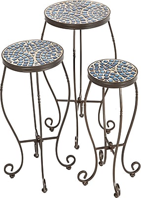 Alfresco Home Tremiti Mosaic Plant Stand (Set of 3)