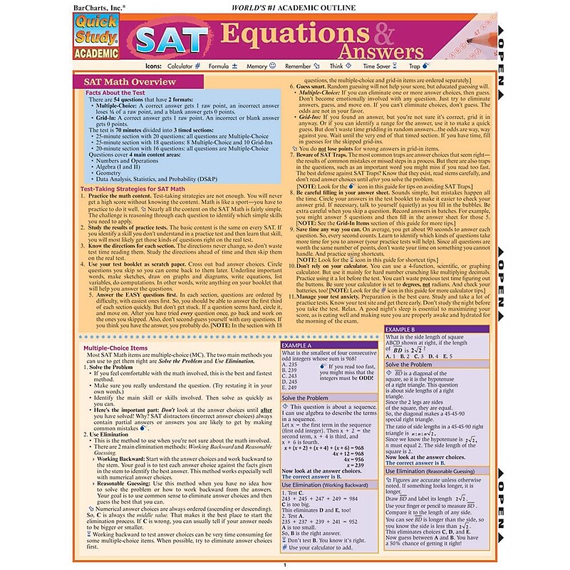 BarCharts, Inc. QuickStudy® SAT Reference Set (9781423230328) image 1