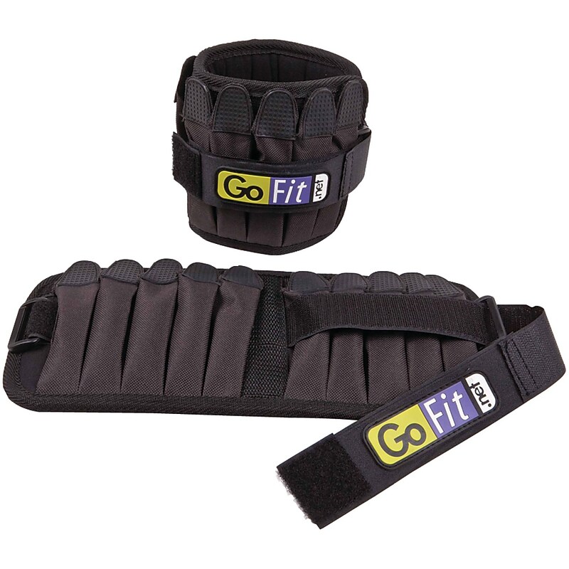 Gofit Padded Adjustable Pro Ankle Weights, Black, 2/Pair (GOFGFP10W) image 1