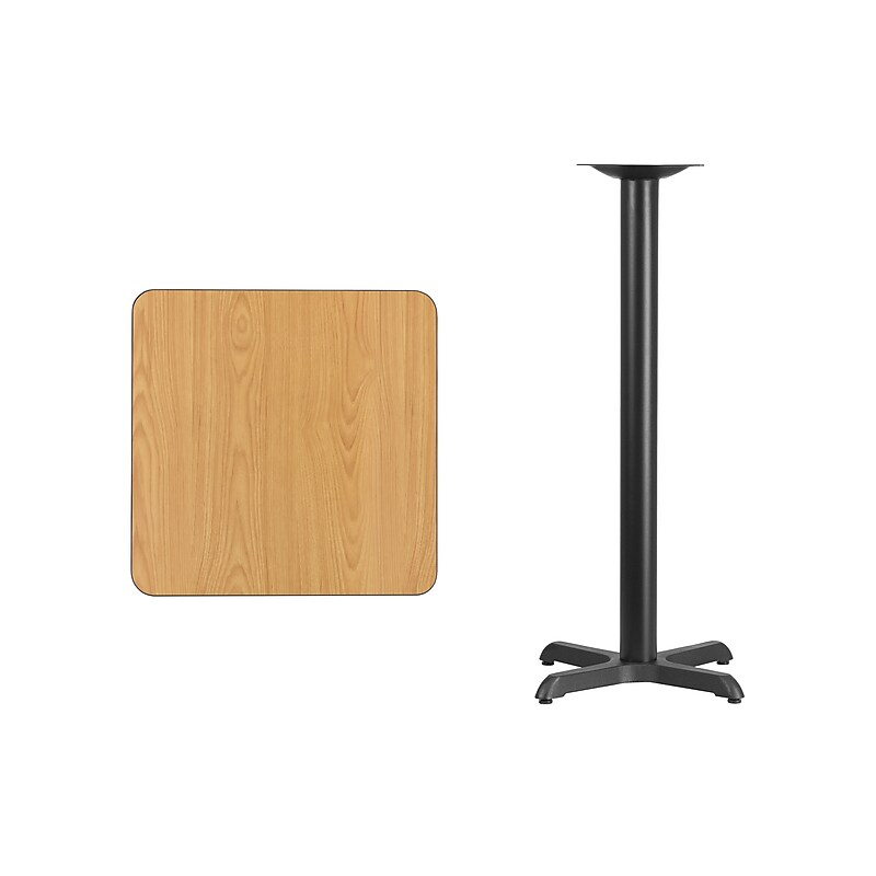 Flash Furniture Square Laminate Table Top with 22" x 22" Bar-Height Table Base, 24" x 24", Natural (XUNT2424T2222B) image 1
