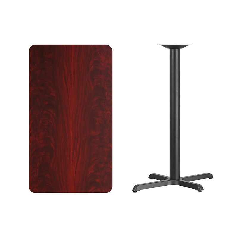 Flash Furniture Laminate Table Top with 22''x 30'' Bar-Height Table Base, 24" x 42", Mahogany (XUMA2442T2230B) image 1