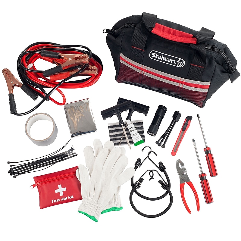 Stalwart 55 Pc Emergency Roadside Kit with Travel Bag - Red image 1