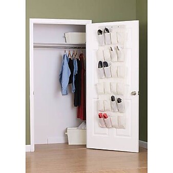 Household Essentials Over-the-Door Shoe Organizer With 24 Pockets, Natural (311382)