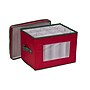 Household Essentials Flute Glass Storage Container, Fabric, Red/Green (544RED)~#|#~m003447725_sc7