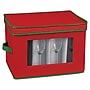 Household Essentials Flute Glass Storage Container, Fabric, Red/Green (544RED)~#|#~m003447727_sc7
