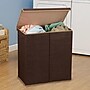 Household Essentials Collapsible Double Hamper with Lid, Poly, Dark Coffee Linen (5614)~#|#~m003447790_sc7