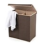 Household Essentials Collapsible Double Hamper with Lid, Poly, Dark Coffee Linen (5614)~#|#~m003447793_sc7