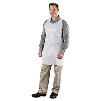 Royal Poly Apron, White, 24 In. W X 42 In. L, One Size Fits All, 1000/carton