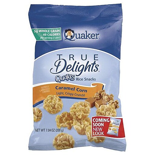 Quaker® Popped Rice Snacks, Caramel Corn, .91 oz. Bags, 60 Bags/Carton