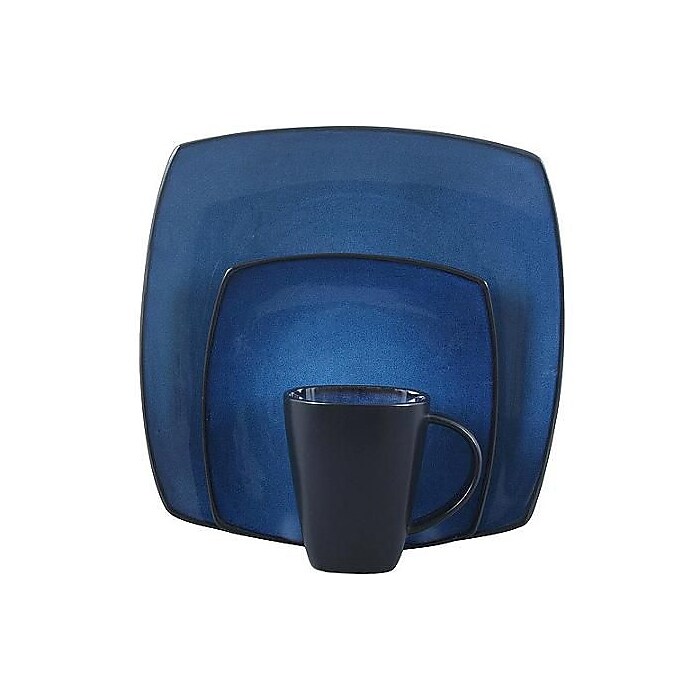 Gibson® Home Soho Lounge Dinnerware Set, 16 Piece, Blue Staples