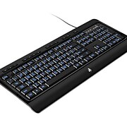Aluratek Large Print Tri-Color Illuminated USB Keyboard Wired Gaming, Black (AKB505U)