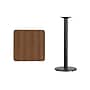 Flash Furniture 24'' Square Laminate Table Top with 18'' Round Bar-Height Table Base, Walnut (XUWA2424TR18B)~#|#~m003465024_sc7