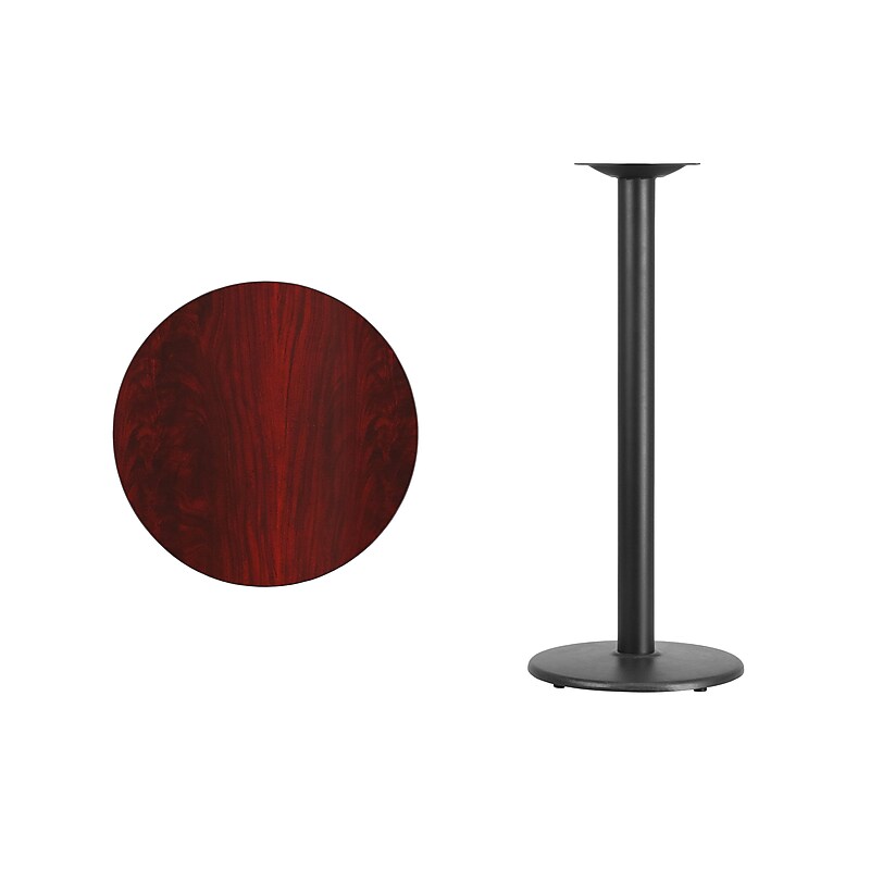 Flash Furniture 24'' Round Laminate Table Top with 18'' Round Bar-Height Table Base, Mahogany (XURD24MATR18B) image 1