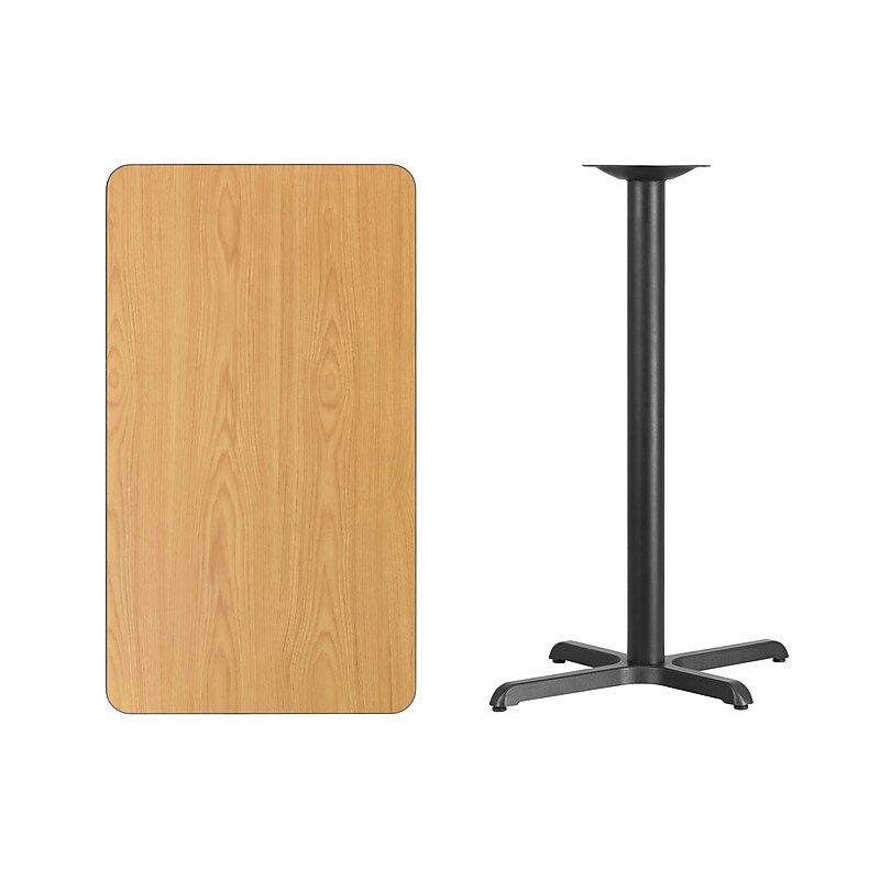 Flash Furniture Laminate Table Top with 22''x 30'' Bar-Height Table Base, 24" x 42", Natural (XUNT2442T2230B) image 1