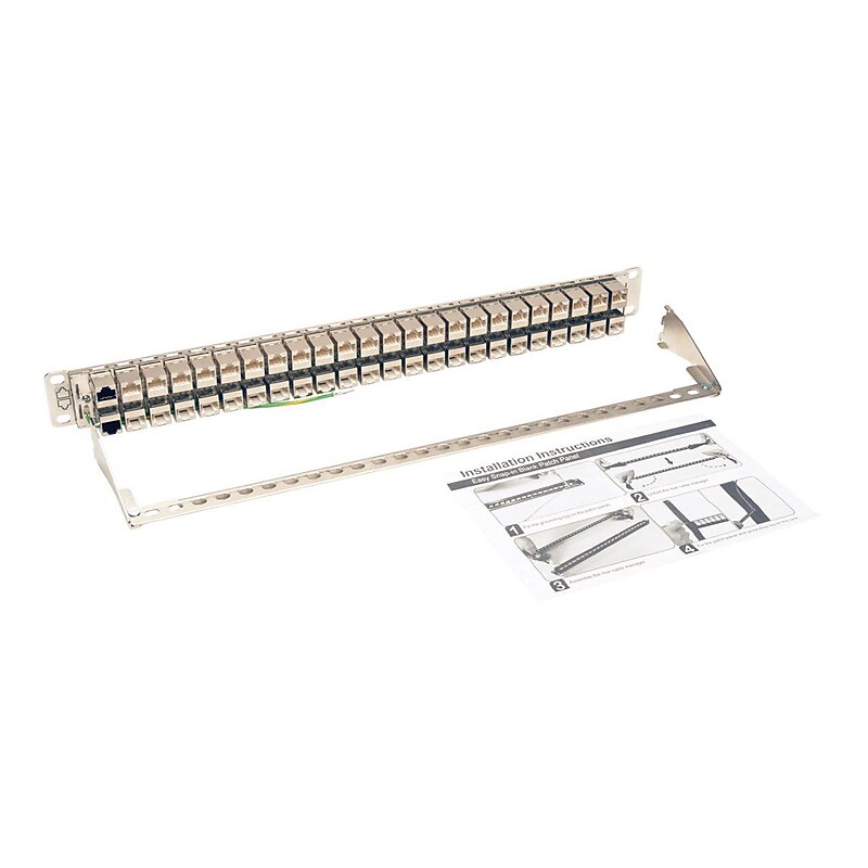 Tripp Lite 48 Port Rack-Mount STP Shielded Cat6a Feedthrough Network Patch Panel, 19", Manila (N254-048-SH-6A) image 1