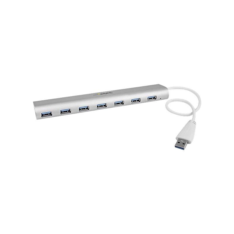 StarTech 38.6" Type-A USB Female/Male Hub, Silver/White (ST73007UA) image 1